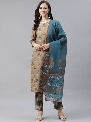 Brown printed viscose rayon kurtas-and-kurtis 1