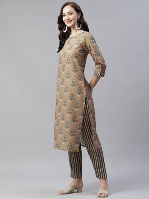 Brown printed viscose rayon kurtas-and-kurtis 2
