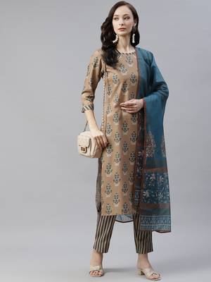 Brown printed viscose rayon kurtas-and-kurtis 5