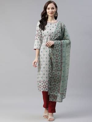 Green printed viscose rayon kurtas-and-kurtis 1