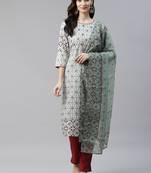Green printed viscose rayon kurtas-and-kurtis