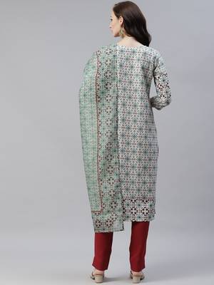 Green printed viscose rayon kurtas-and-kurtis 3