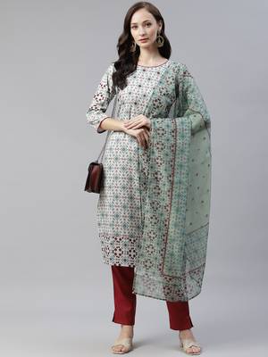 Green printed viscose rayon kurtas-and-kurtis 5