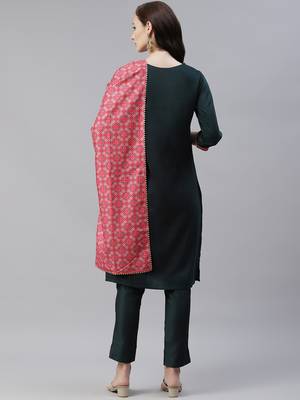 Green plain art silk kurtas-and-kurtis 3