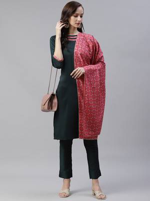 Green plain art silk kurtas-and-kurtis 5
