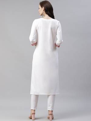 Cream printed viscose rayon kurtas-and-kurtis 3