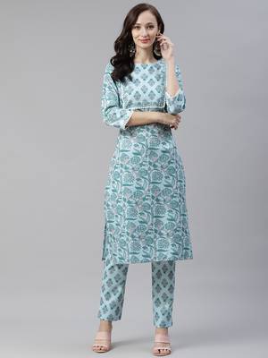 Blue printed viscose rayon kurtas-and-kurtis 1