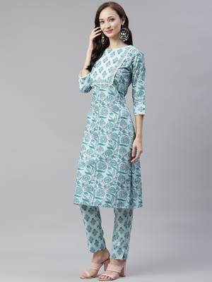 Blue printed viscose rayon kurtas-and-kurtis 2