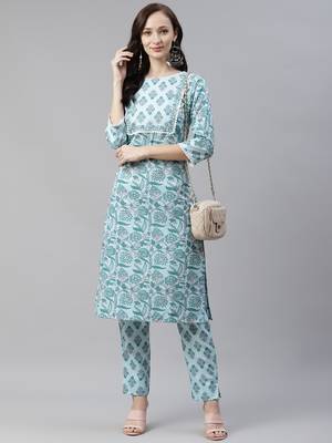 Blue printed viscose rayon kurtas-and-kurtis 5