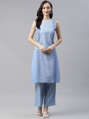 Blue printed viscose rayon kurtas-and-kurtis 1