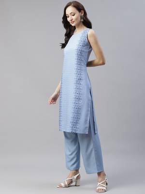 Blue printed viscose rayon kurtas-and-kurtis 2