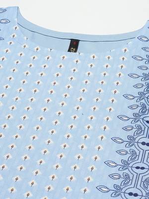 Blue printed viscose rayon kurtas-and-kurtis 4