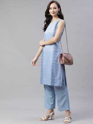 Blue printed viscose rayon kurtas-and-kurtis 5