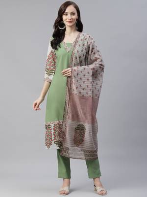 Green printed viscose rayon kurtas-and-kurtis 1