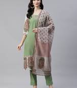 Green printed viscose rayon kurtas-and-kurtis