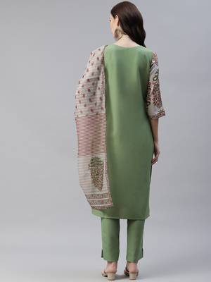 Green printed viscose rayon kurtas-and-kurtis 3