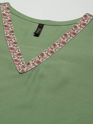 Green printed viscose rayon kurtas-and-kurtis 4