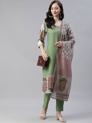 Green printed viscose rayon kurtas-and-kurtis 5