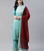 Green printed art silk kurtas-and-kurtis