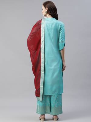 Green printed art silk kurtas-and-kurtis 3