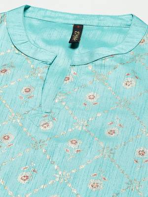 Green printed art silk kurtas-and-kurtis 4
