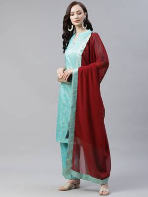 Green printed art silk kurtas-and-kurtis 5