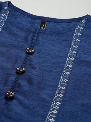 Blue plain art silk kurtas-and-kurtis 4