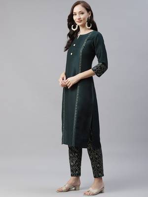 Green plain art silk kurtas-and-kurtis 2