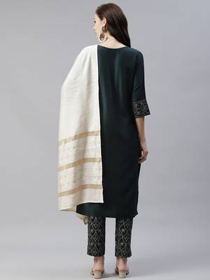Green plain art silk kurtas-and-kurtis 3