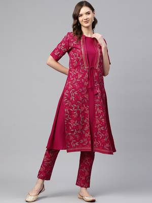 Pink printed crepe kurtas-and-kurtis 1