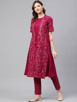 Pink printed crepe kurtas-and-kurtis 2