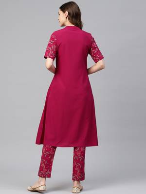 Pink printed crepe kurtas-and-kurtis 3