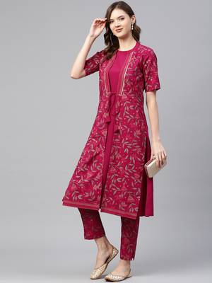 Pink printed crepe kurtas-and-kurtis 5