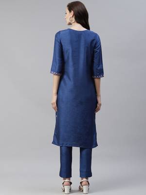 Blue printed art silk kurtas-and-kurtis 3