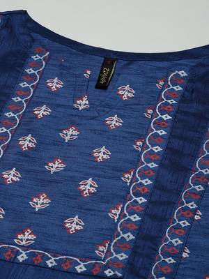 Blue printed art silk kurtas-and-kurtis 4