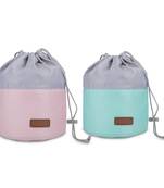 NFI essentials Multifunctional Cosmetic Bag for Travel Pack of 2 (Green & Pink)