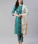 Green plain art silk kurtas-and-kurtis