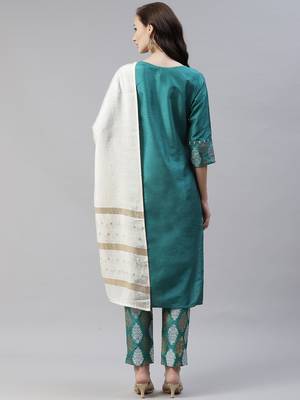 Green plain art silk kurtas-and-kurtis 3