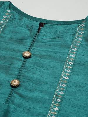 Green plain art silk kurtas-and-kurtis 4