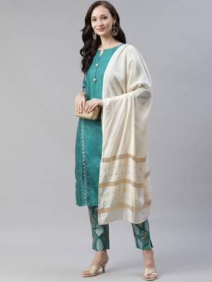 Green plain art silk kurtas-and-kurtis 5