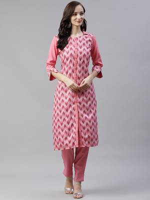Pink printed viscose rayon kurtas-and-kurtis 1