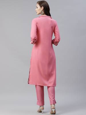 Pink printed viscose rayon kurtas-and-kurtis 3