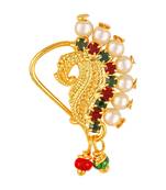 Gold Plated with Peals Alloy Maharashtrian banu Nath Nathiya   Nose Pin for women VFJ1005NTH TAR