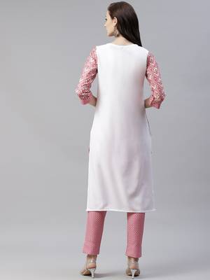 Pink printed viscose rayon kurtas-and-kurtis 3