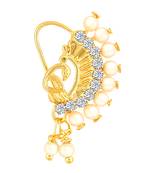 Gold Plated with Peals Alloy Maharashtrian Nath Nathiya   Nose Pin for women VFJ1004NTH TAR