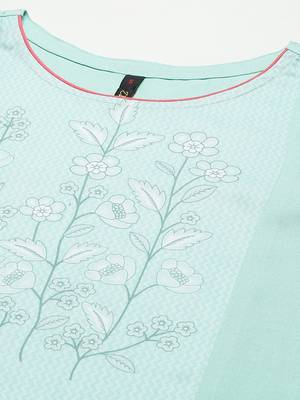 Green printed viscose rayon kurtas-and-kurtis 4