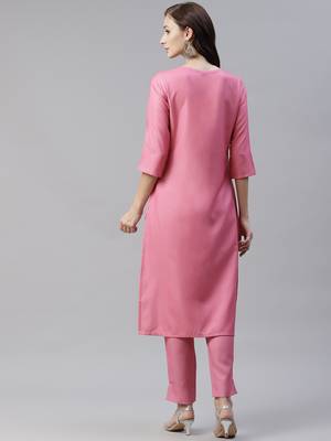 Pink printed viscose rayon kurtas-and-kurtis 3