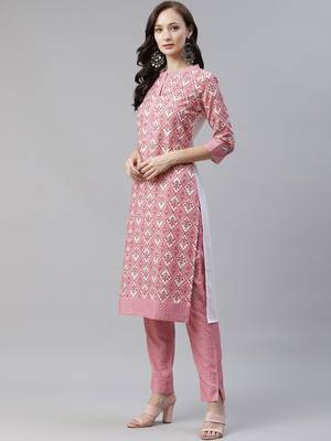 Pink printed viscose rayon kurtas-and-kurtis 2