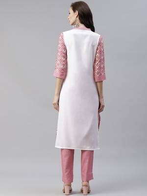 Pink printed viscose rayon kurtas-and-kurtis 3