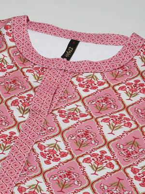 Pink printed viscose rayon kurtas-and-kurtis 4